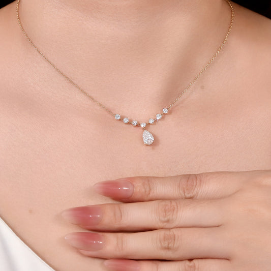 1ct Pear-Shaped Lab-Grown Diamond Necklace 1克拉水滴培育钻石项链