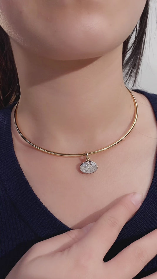 1ct pear-shaped lab-grown diamond pendant + choker  一克拉鸽子蛋形培育钻吊坠＋项圈